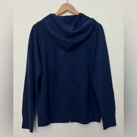NWT Quince Mongolian Cashmere Full-Zip Hoodie True Navy Size M - Picture 6 of 15
